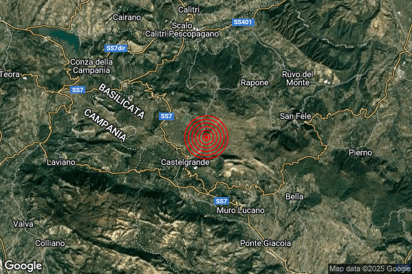 Terremoto 08:47:42 M2.0 epicentro “2 km NE Castelgrande (PZ)”