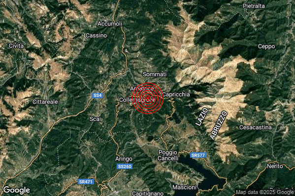 Terremoto 18:05:11 M2.0 epicentro “2 km SE Amatrice (RI)”