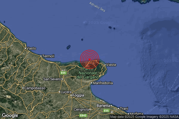 Terremoto 18:24:57 M2.8 epicentro “Costa Garganica (Foggia)”