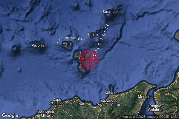 Terremoto 05:06:20 M2.0 epicentro “Isole Eolie (Messina)”