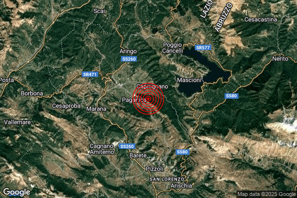 Terremoto 06:15:08 M2.7 epicentro “2 km SW Capitignano (AQ)”