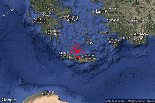 Terremoto 01:08:54 M4.9 epicentro “Crete Greece [Sea: Greece]”