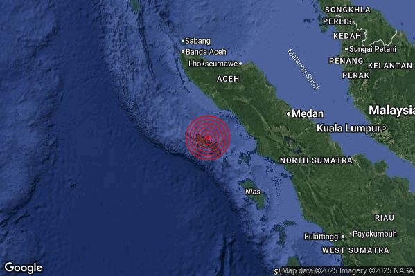 Estremo Terremoto M6.6 epicentro Northern Sumatera Indonesia [Sea: Indonesia] alle 05:56:27 (04:56:27 UTC)
