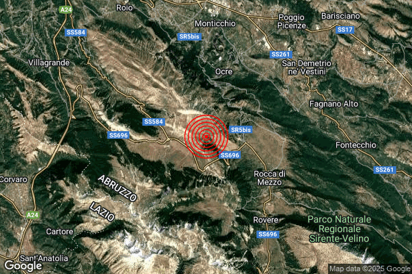 Terremoto 13:20:51 M2.6 epicentro “3 km W Rocca di Cambio (AQ)”