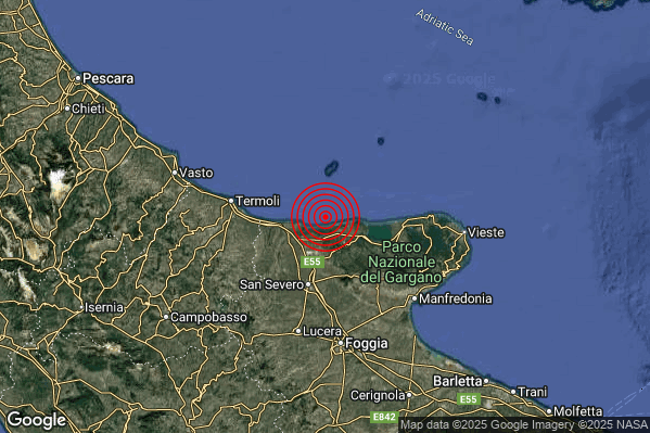 Terremoto 08:07:36 M2.1 epicentro “Costa Garganica (Foggia)”