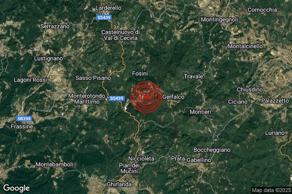 Terremoto 21:46:42 M2.0 epicentro “7 km W Montieri (GR)”