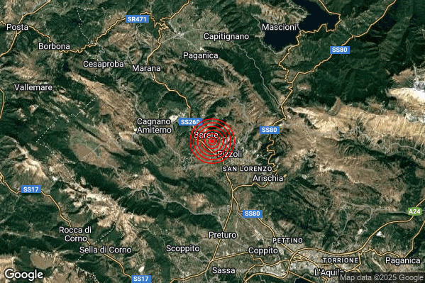 Terremoto 00:25:39 M2.7 epicentro “1 km SE Barete (AQ)”