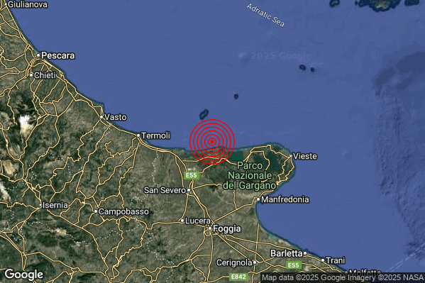 Terremoto 22:35:02 M2.3 epicentro “Costa Garganica (Foggia)”