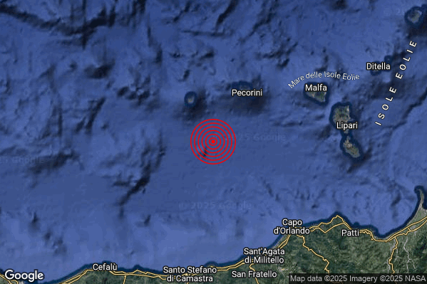 Terremoto 13:15:54 M2.2 epicentro “Isole Eolie (Messina)”