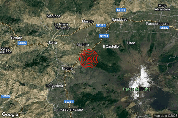 Terremoto 01:20:17 M2.1 epicentro “3 km SE Maletto (CT)”