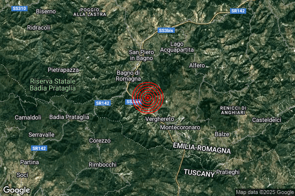 Terremoto 01:26:49 M2.0 epicentro “3 km NW Verghereto (FC)”