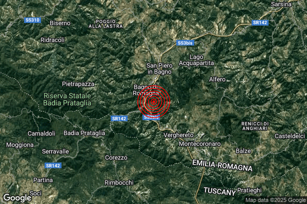 Terremoto 02:13:03 M2.3 epicentro “4 km S Bagno di Romagna (FC)”