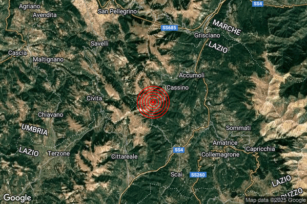 Terremoto 10:07:06 M2.7 epicentro “5 km SW Accumoli (RI)”