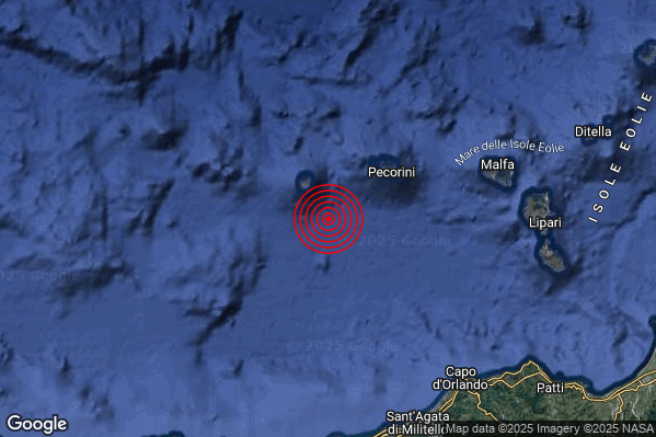 Terremoto 03:46:53 M2.1 epicentro “Isole Eolie (Messina)”