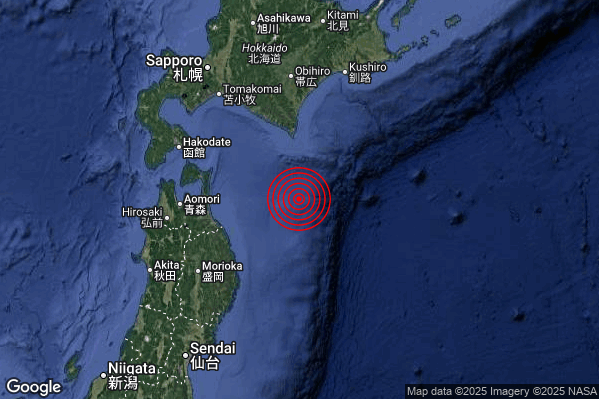 Severo Terremoto M5.5 epicentro Off east coast of Honshu Japan [Sea: Japan] alle 19:56:29 (18:56:29 UTC)