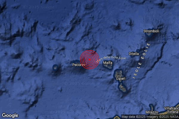 Terremoto 03:18:36 M2.9 epicentro “Isole Eolie (Messina)”