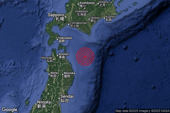 Violento Terremoto M5.8 epicentro Near east coast of eastern Honshu Japan [Sea: Japan] alle 15:52:24 (14:52:24 UTC)