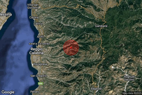 Terremoto 08:32:32 M2.1 epicentro “4 km NW Cardeto (RC)”
