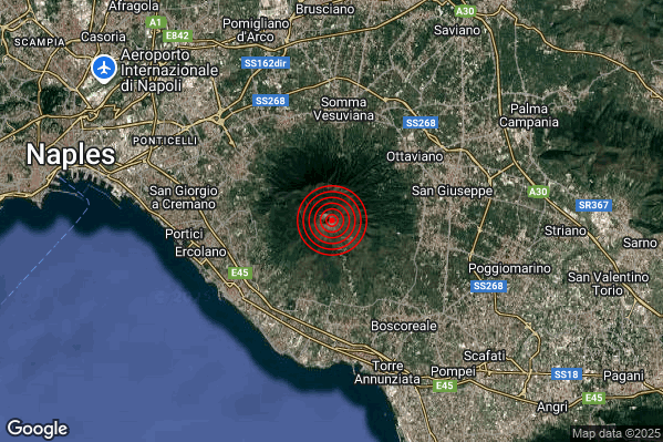 Terremoto 11:34:45 M2.1 epicentro “Vesuvio” Terremoto 11:34:45 M2.1 epicentro “Vesuvio”