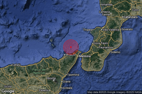 Terremoto 00:03:43 M2.1 epicentro “Costa Siciliana nord-orientale (Messina)” Terremoto 00:03:43 M2.1 epicentro “Costa Siciliana nord-orientale (Messina)”