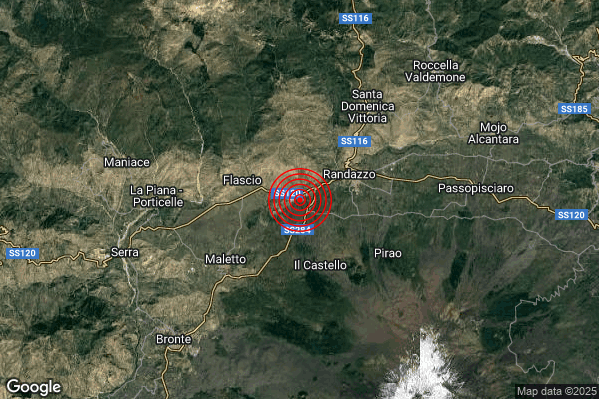 Terremoto 02:08:44 M2.0 epicentro “3 km SW Randazzo (CT)” Terremoto 02:08:44 M2.0 epicentro “3 km SW Randazzo (CT)”