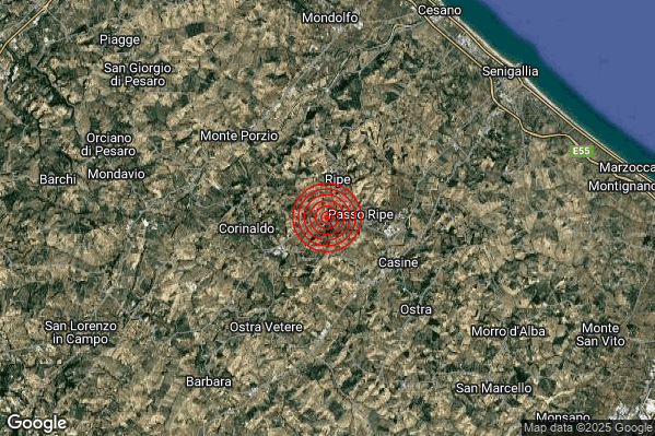 Terremoto 03:03:12 M2.3 epicentro “2 km S Trecastelli (AN)” Terremoto 03:03:12 M2.3 epicentro “2 km S Trecastelli (AN)”