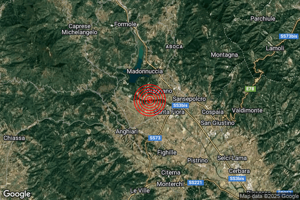 Terremoto 11:53:05 M2.2 epicentro “4 km NE Anghiari (AR)”