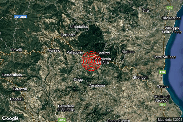 Terremoto 06:09:48 M2.0 epicentro “3 km W San Nicola dell’Alto (KR)”