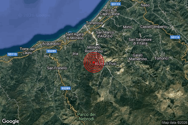 Terremoto 19:39:46 M2.2 epicentro “2 km W Alcara li Fusi (ME)”