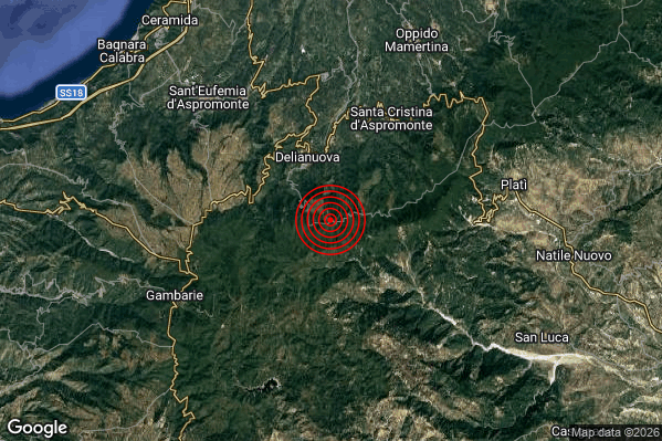 Terremoto 23:08:59 M2.8 epicentro “4 km S Delianuova (RC)”