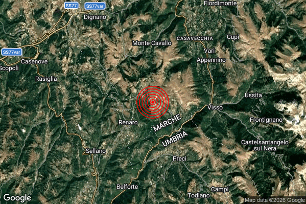 Terremoto 20:22:50 M2.2 epicentro “6 km S Monte Cavallo (MC)” Terremoto 20:22:50 M2.2 epicentro “6 km S Monte Cavallo (MC)”