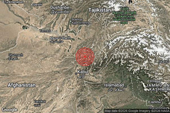 Terremoto 14:09:53 M5.7 epicentro “Afghanistan [Land]”