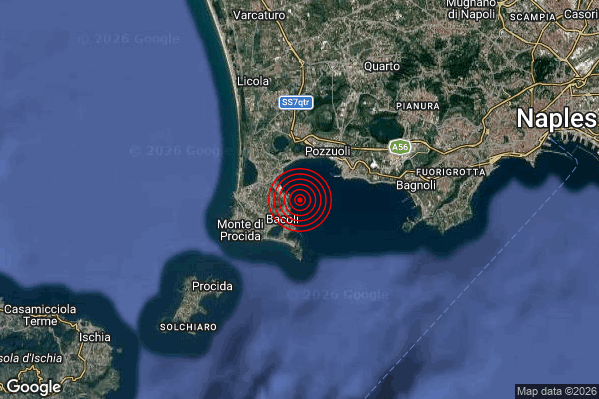 Terremoto 04:16:27 M2.3 epicentro “Campi Flegrei” Terremoto 04:16:27 M2.3 epicentro “Campi Flegrei”