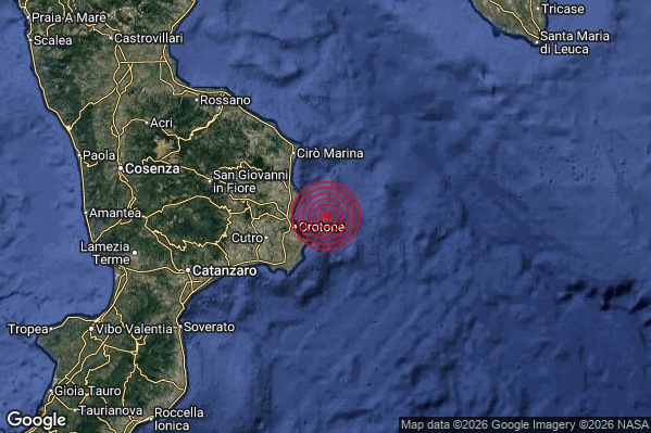 Terremoto 19:46:20 M2.0 epicentro “Costa Ionica Crotonese (Crotone)” Terremoto 19:46:20 M2.0 epicentro “Costa Ionica Crotonese (Crotone)”