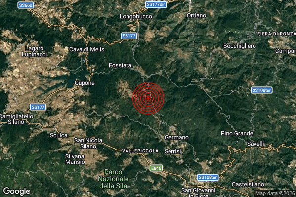 Terremoto 09:17:46 M2.0 epicentro “10 km S Longobucco (CS)”