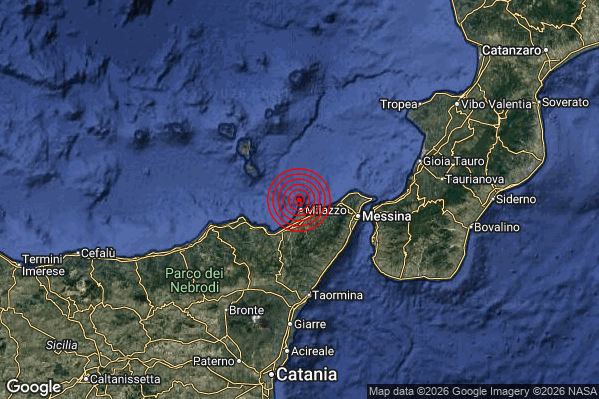 Terremoto 18:27:56 M2.9 epicentro “Costa Siciliana nord-orientale (Messina)”