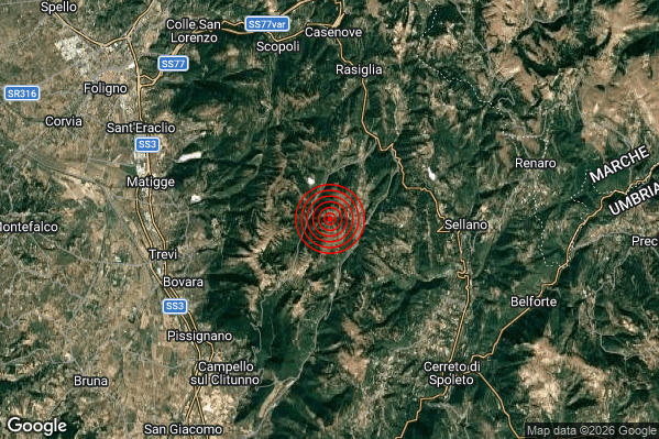 Terremoto 05:12:06 M2.0 epicentro “7 km W Sellano (PG)”