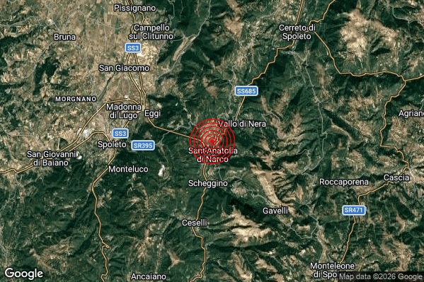 Terremoto 12:54:38 M2.0 epicentro “1 km N Sant’Anatolia di Narco (PG)” Terremoto 12:54:38 M2.0 epicentro “1 km N Sant’Anatolia di Narco (PG)”
