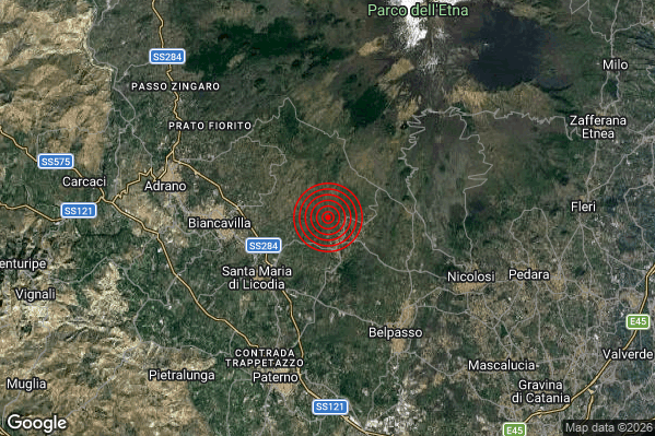 Terremoto 21:27:54 M2.3 epicentro “2 km N Ragalna (CT)” Terremoto 21:27:54 M2.3 epicentro “2 km N Ragalna (CT)”