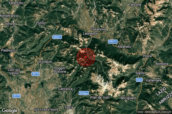 Terremoto 22:46:29 M2.7 epicentro “4 km S Leonessa (RI)”