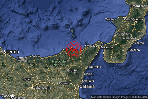Terremoto 06:39:45 M2.6 epicentro “Costa Siciliana nord-orientale (Messina)” Terremoto 06:39:45 M2.6 epicentro “Costa Siciliana nord-orientale (Messina)”