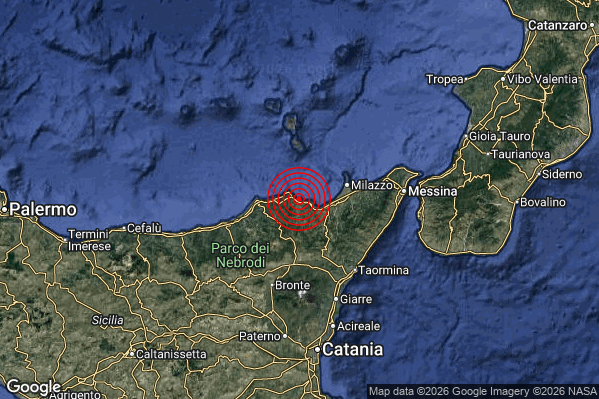 Terremoto 01:35:34 M2.1 epicentro “Costa Siciliana nord-orientale (Messina)”