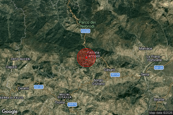 Terremoto 02:06:12 M2.2 epicentro “4 km NW San Teodoro (ME)”