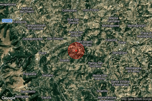 Terremoto 10:01:01 M2.4 epicentro “2 km SW Sant’Angelo in Pontano (MC)” Terremoto 10:01:01 M2.4 epicentro “2 km SW Sant’Angelo in Pontano (MC)”