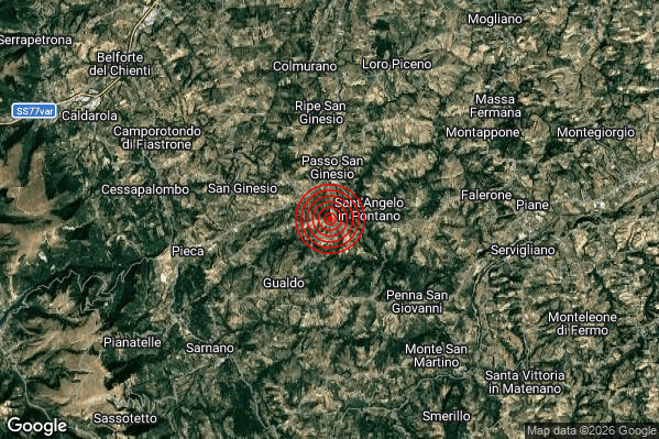 Terremoto 12:26:59 M2.0 epicentro “2 km W Sant’Angelo in Pontano (MC)”