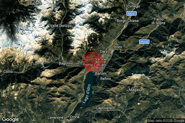 Terremoto 04:00:06 M2.0 epicentro “3 km NW Bondone (TN)”