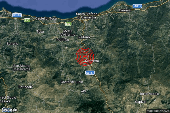 Terremoto 18:27:49 M2.9 epicentro “2 km W Mistretta (ME)” Terremoto 18:27:49 M2.9 epicentro “2 km W Mistretta (ME)”