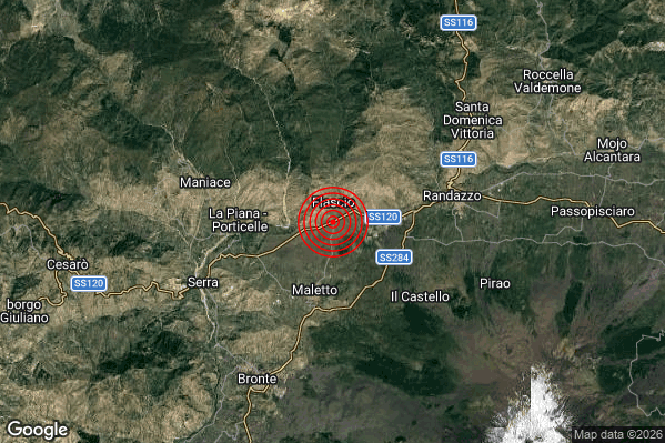Terremoto 03:19:12 M2.8 epicentro “4 km N Maletto (CT)”