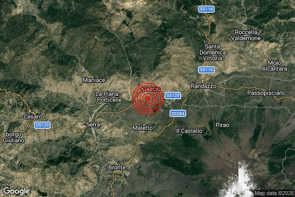 Terremoto 03:23:49 M2.4 epicentro “4 km N Maletto (CT)”