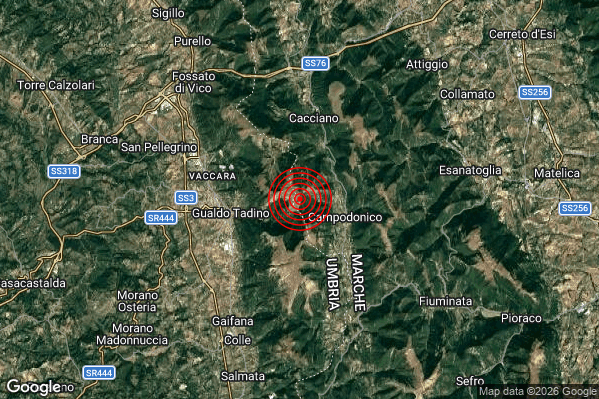 Terremoto 16:56:11 M2.5 epicentro “4 km E Gualdo Tadino (PG)” Terremoto 16:56:11 M2.5 epicentro “4 km E Gualdo Tadino (PG)”